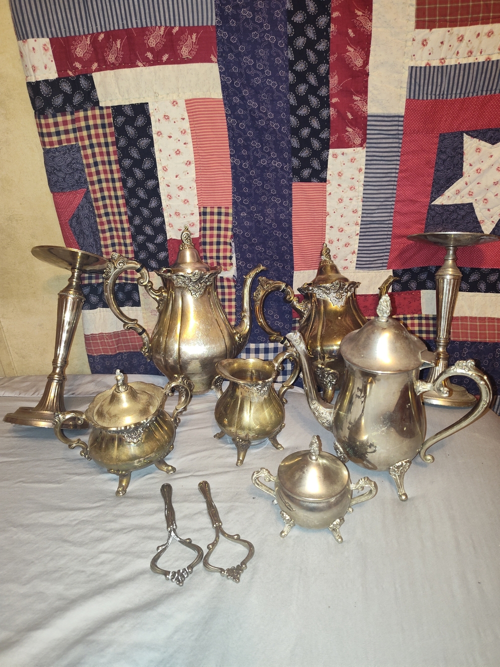 Expressions Silver Tea and Coffee Service Set with Candlesticks
